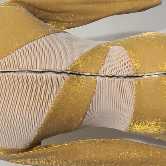 MARCELL VON BERLIN gold&white mesh zipper back sparkle shorts bodysuit.size smal - Picture 4 of 13